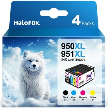 950XL and 951 Combo Pack Ink Cartridge for HP Printers OfficeJet Pro 8600 8610 8620 8100 8630 8660 8640 8615 8625 276DW 251DW(1 Black, 1 Cyan, 1 Magenta, 1 Yellow, 4 Packs)