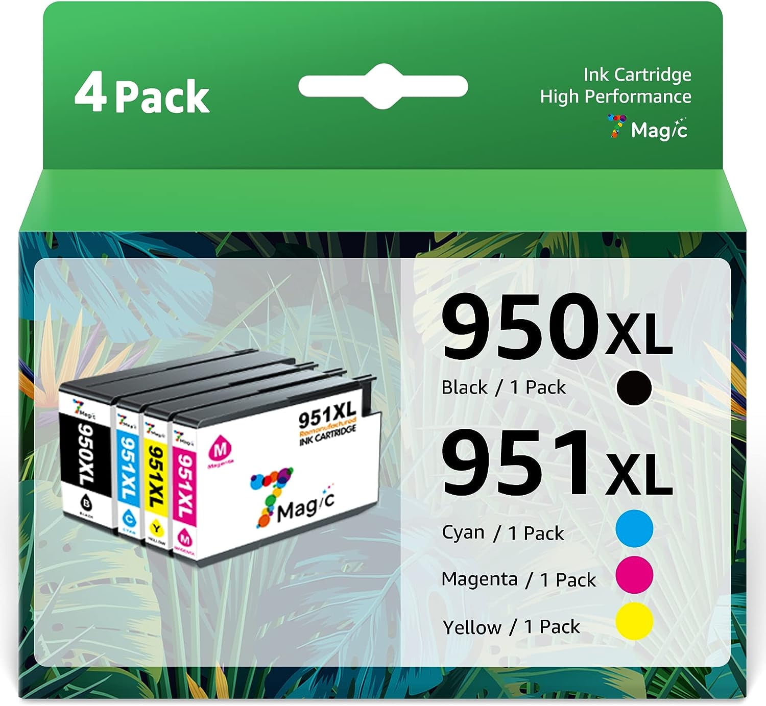 950XL 951XL 7Magic High Yield 950xl 951xl Combo Pack Ink Cartridges Replacement for HP 950 951