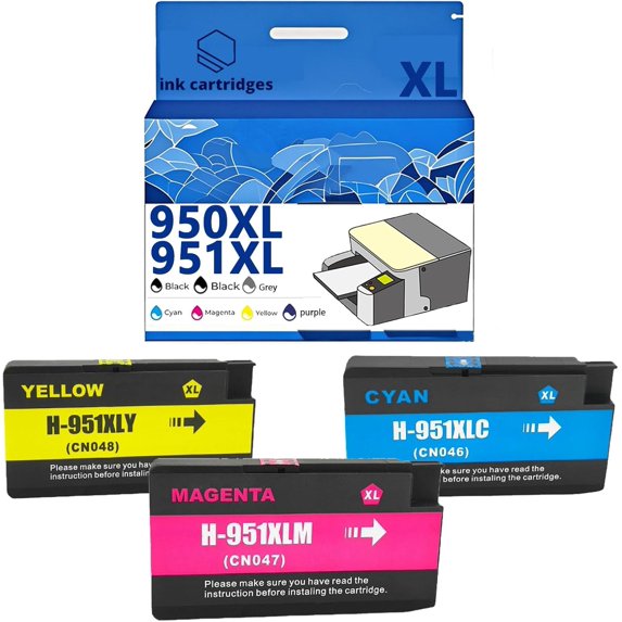950XL 951XL 950 951 Ink Cartridges Compatible for HP 8100 8610 8600 8615 8620 8625 276dw 251dw Inkjet Printers, Leak-Proof Design Crisp Printing