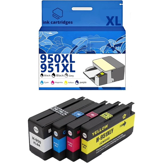 950XL 951XL 950 951 Ink Cartridges Compatible for HP 8100 8610 8600 8615 8620 8625 276dw 251dw Inkjet Printers, Leak-Proof Design Crisp Printing