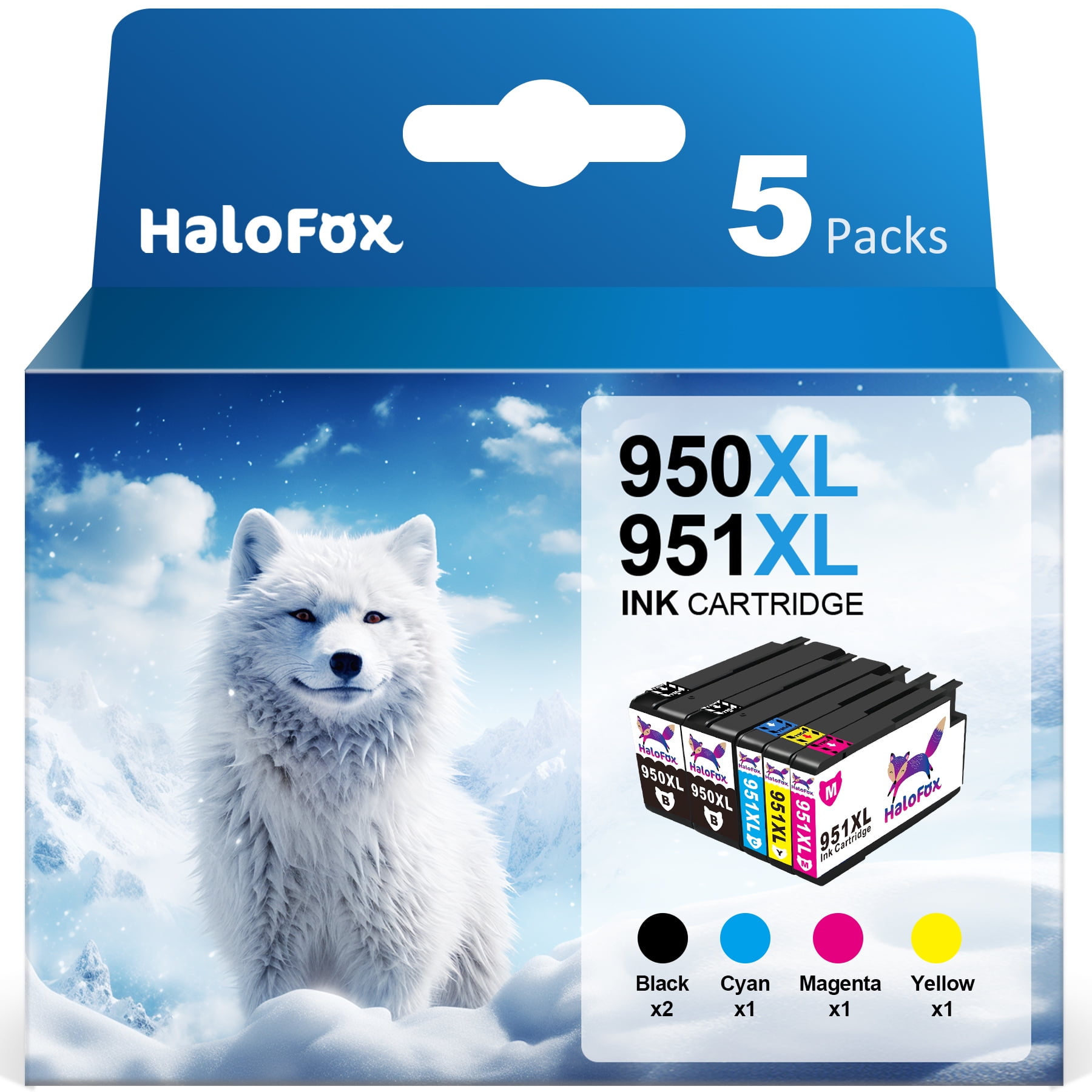 950XL and 951 Combo Pack Ink Cartridge for HP Printers OfficeJet Pro 8600  8610 8620 8100 8630 8660 8640 8615 8625 276DW 251DW(1 Black, 1 Cyan, 1