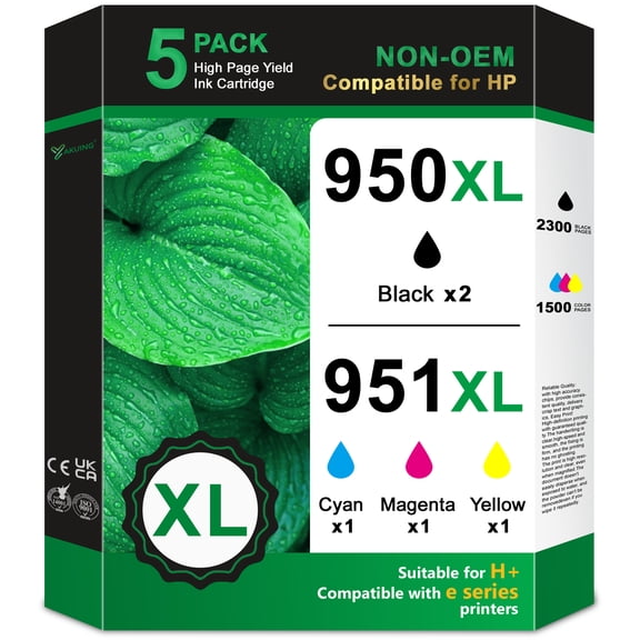 950XL and 951XL Ink Cartridge Combo Pack Compatible for HP 950 XL 951 XL Ink Cartridge to use with OfficeJet Pro 8600 8610 8615 8100 8630 8660 276DW Printers (2 Black, 1 Cyan, 1 Magenta, 1 Yellow)