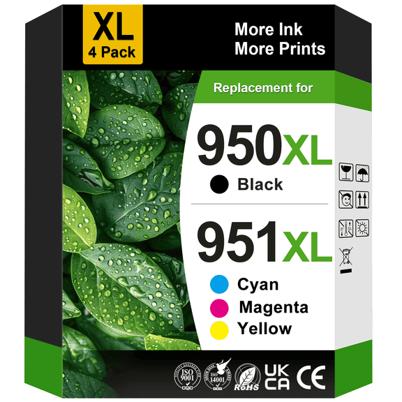 950XL 951XL Ink Cartridge Compatible for HP 950 and 951 Ink Cartridges for Officejet Pro 8600 8610 8620 Printer (4 Pack)
