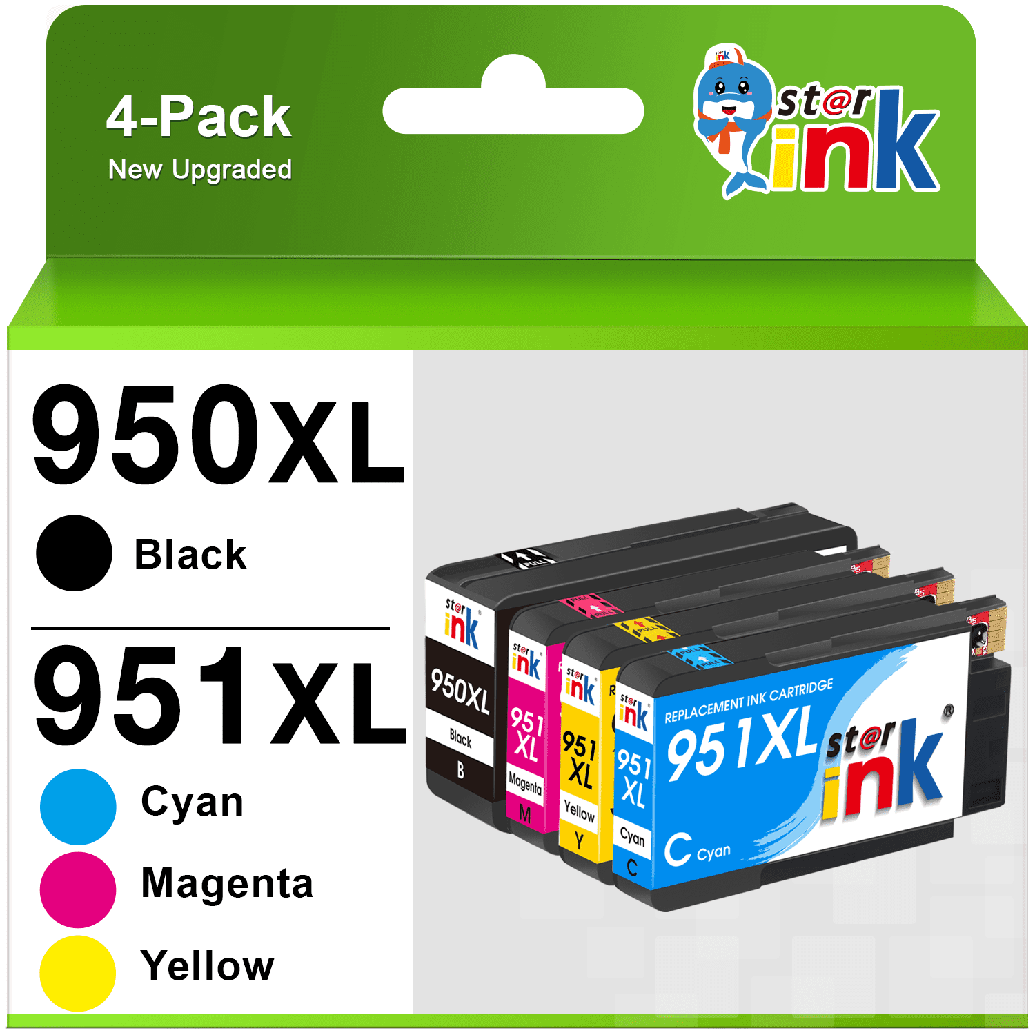 950XL 951XL Ink Cartridge for HP 950 and 951 Ink Cartridge Combo Pack  Comaptible for HP Officejet Pro 8600 8610 8620 8100 276dw Printer (Black,  Cyan