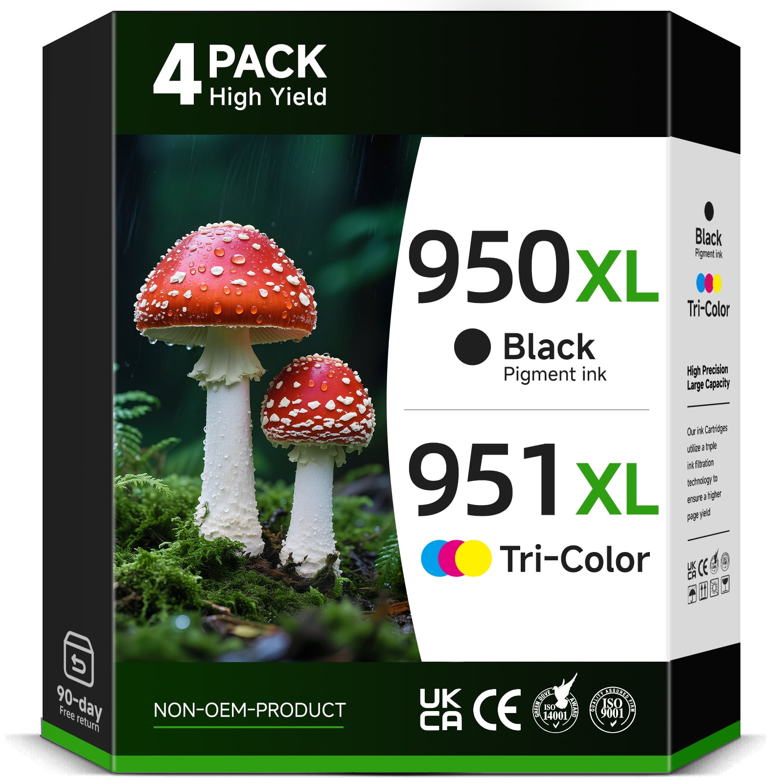 950XL 951XL Ink Cartridge Compatible for HP 950 and 951 Ink Cartridges for Officejet Pro 8600 8610 8615 8620 8640 276DW 251DW Printer (1 Black, 1 Cyan, 1 Magenta, 1 Yellow, 4 Pack)
