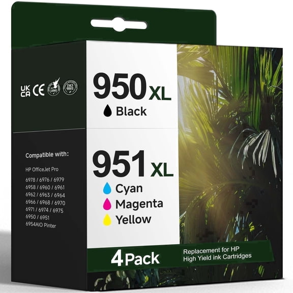 950XL 951XL Ink Cartridge Compatible for HP 950 and 951 Ink Cartridges Combo Pack Work for OfficeJet Pro 8100 8110 8600 8610 8615 8616 8620 8625 8630 8640 Printer