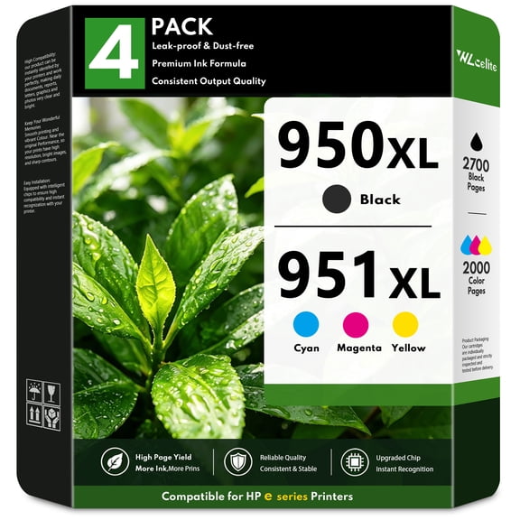 950XL 951XL Ink Cartridges Combo Pack 950XL and 951XL Compatible for HP950 XL HP951 XL ink Cartridge Work with OfficeJet Pro 8620 8600 8610 276dw 251dw Printers (4 Pack)