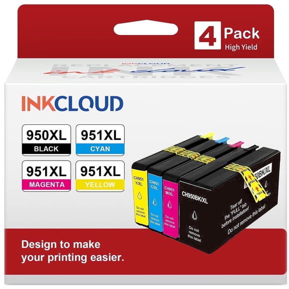 950XL 951XL Ink Compatible for 950 951 Printer Ink Cartridges for OfficeJet Pro 251dw 276dw 8100 8600 8610 Printer, 4 Pack