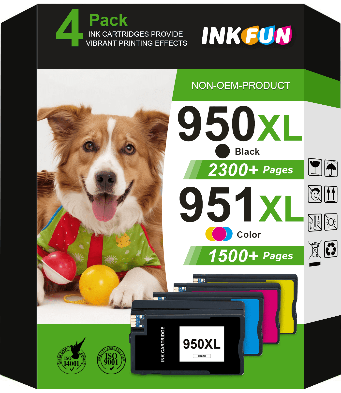 LUMSON 4-Pack 950XL/951XL Ink Combo For HP OfficeJet Pro 8600 Series - 1 Black, 1 Cyan, 1 Magenta, 1 Yellow - High Yield