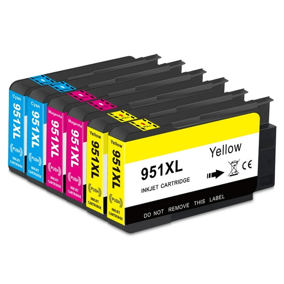 951XL Color Ink Cartridges Replacement for 951 XL Ink Cartridges Compatible for OfficeJet Pro 8600 8610 8615 8620 8100 8630 8660 8640 276DW 251DW (6-Pack, 2 Cyan, 2 Magenta,2 Yellow)