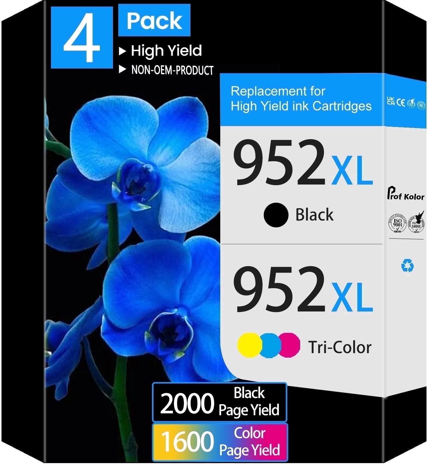 952 952XL Ink Cartridges Compatible for Ink 952 for Printer Ink 952XL Ink Cartridges 4 Pack (Black, Cyan, Magenta, Yellow)