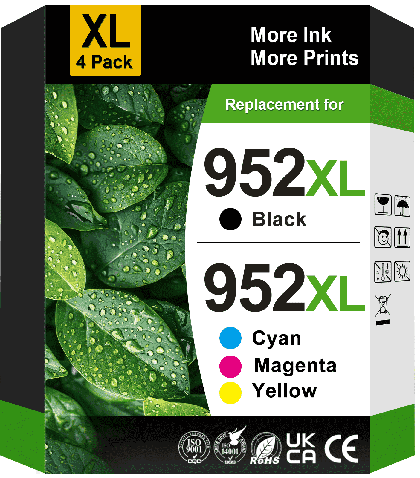 DHECINK 952XL Ink Cartridges, 4 Pack, Black Cyan Magenta Yellow