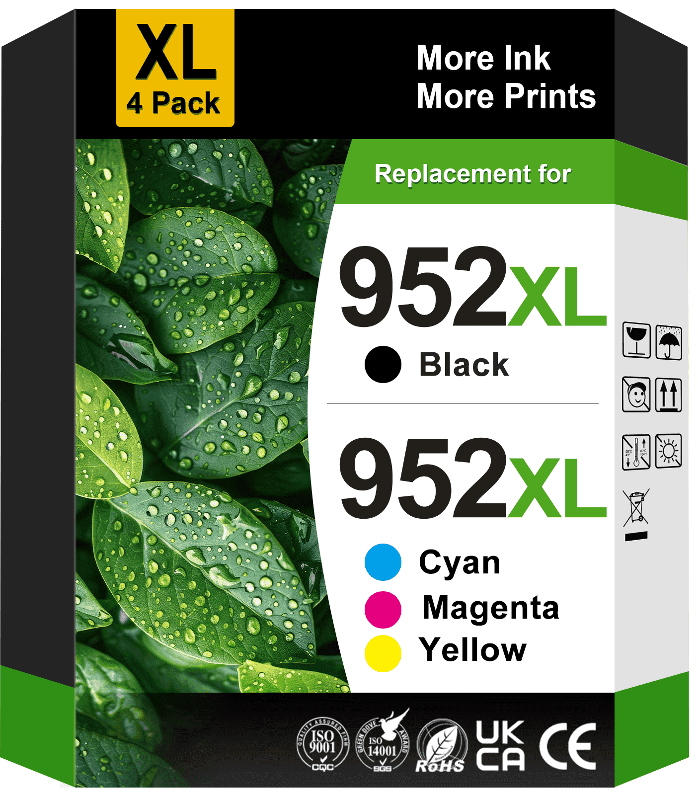 DHECINK 952XL Ink Cartridges, 4 Pack, Black Cyan Magenta Yellow