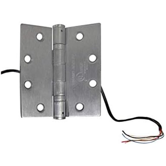 95236  RCI Electrified Hinge Electrified Hinge, 2 + 4 Wire, 5 in. x 4-1/2 in, 5 Knuckle, 4 Ft. Lead, Satin Chrome$$Tools & Hardware Other