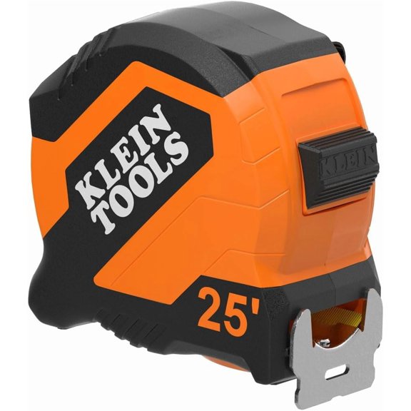 9525 Tape Measure, 25-Foot Compact Double-Hook Imperial Measuring Tape with Finger Brake, Nylon Blade, Easy to Read Bold Lines