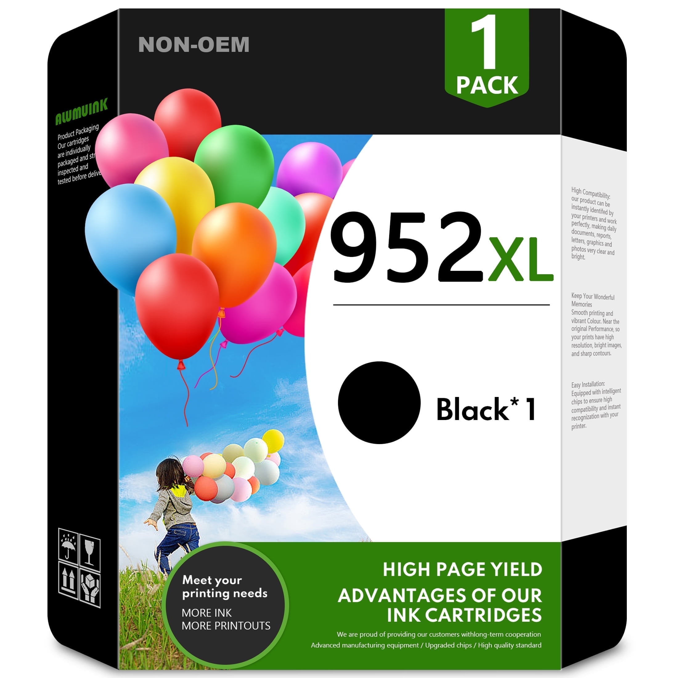 ALUMUINK Black 952XL Ink Cartridge for HP OfficeJet Pro 8700 to 8745 ...