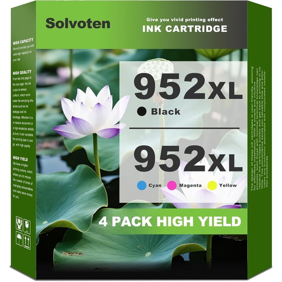 952XL Ink Cartridge Combo Pack High Capacity Latest Upgrade 952 XL Ink Compatible with 8710 7740 8720 8210 8715 8740 8725 Printer (4 Pack, Black Cyan Magenta Yellow)