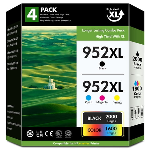 952XL Ink Cartridge Compatible for 952 XL Ink 952 Combo Pack for 952 Ink 4-Pack