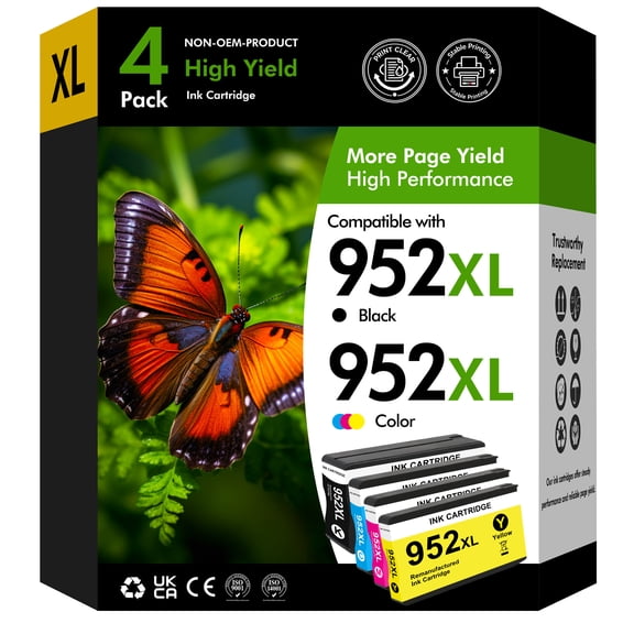 952XL Ink Cartridges Compatible for HP 952XL Ink Cartridges Combo Officejet 8710 8720 7740 8745 8715 8210 8730 8740 8703 7720 Printer 952 Ink Pack of 4