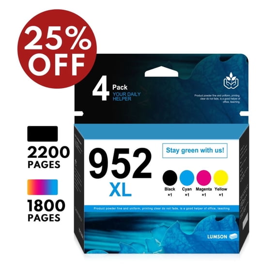 952XL Ink Cartridge Replacement for HP Color Combo Pack OfficeJet Pro 7740 8720 8725 Printer, 4PK-1BK/ 1C/ 1M/ 1Y