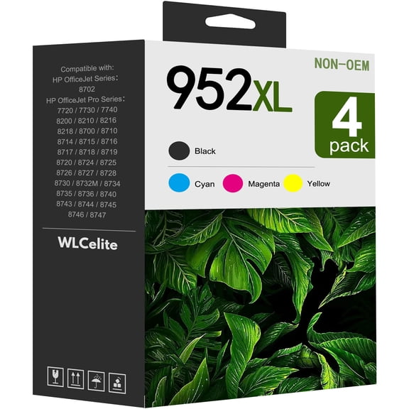 952 XL Ink Cartridges Compatible for HP 952XL Ink Cartridge Combo Pack 952 Ink for OfficeJet Pro 7720, 7740, 8210, 8710, 8720, 8730, 8740 Printers Ink 952 (4 Pack)
