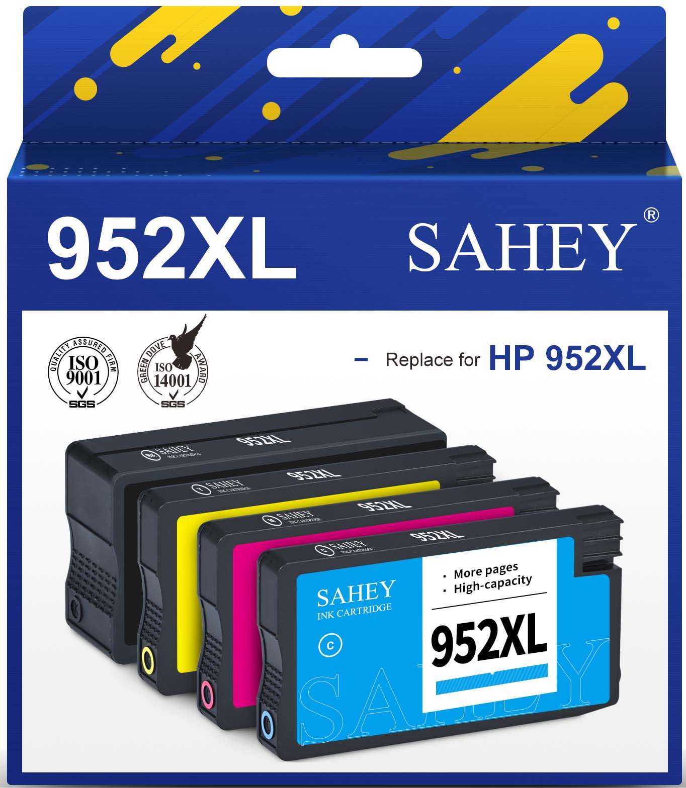 953XL High Yield Ink Cartridges,Compatible for HP 953XL BK CMY Ink  Cartridges,Work with HP Officejet 7720 7730 7740 8210 8710 8720 Black
