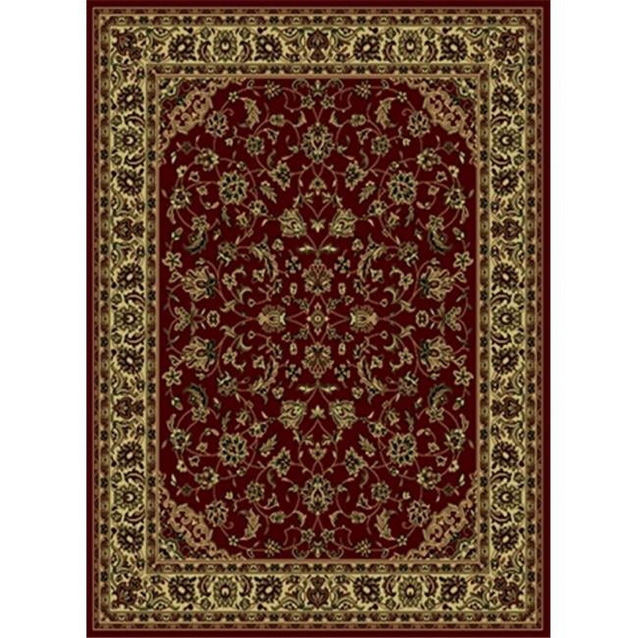 Burgundy and Gold Rectangular Synthetic Traditional Area Rug