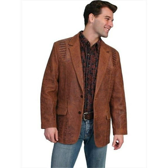 953-60-40 Mens Leather Wear Blazer, Brown - Size 40