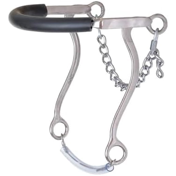 953P Pony Rubber Nose Mechanical Hackamore | Stage C, 7" Swivel Cheeks, Rubber-Covered Bicycle Chain Nose, Neck Reining Performance Bit for Ponies & Small Horses$$Sport & Recreation Other