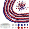thumbnail image 1 of About 954 Pcs Red Blue Glass Beads 4 Sizes Faceted Glass Beads Gem Beads Strands with 21.87 Yards(20m) Thread for Bracelet Jewelry Making Independence Day, 1 of 9