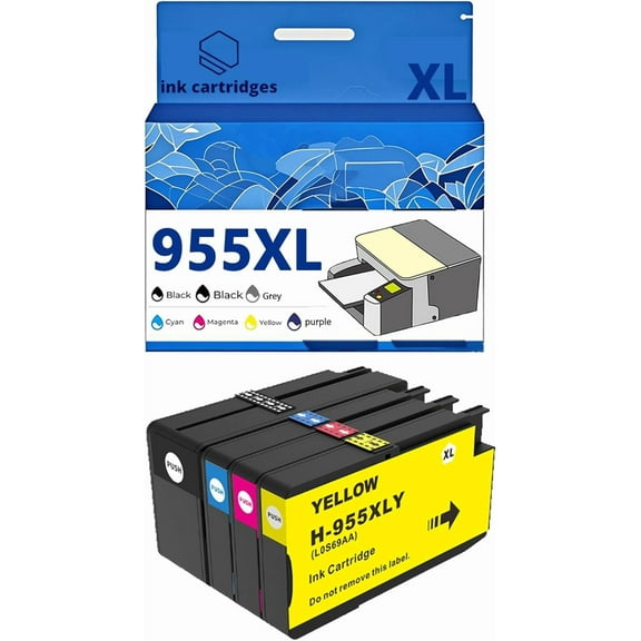 955XL Ink Cartridges Compatible for HP 7720 7740 8210 8216 8702 8710 8715 8720 8725 8730 8740 Inkjet Printers, Leak-Proof Design Crisp Printing