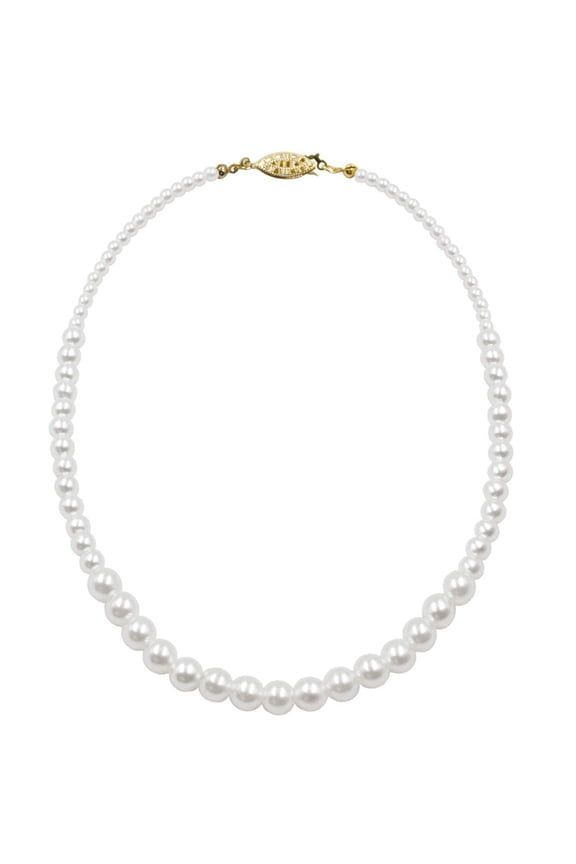 #9590-16 - Graduated Simulated Ivory Pearl Necklace - 16"