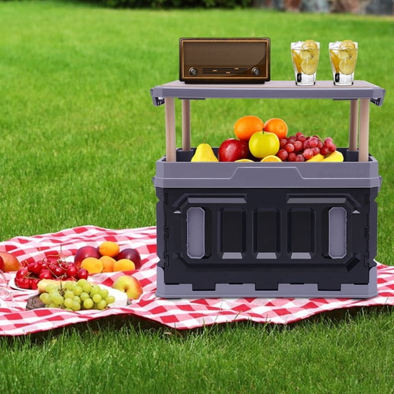 95L Folding Storage Box 3 Layers Raised Camping Tent Box Table Outdoor Garden
