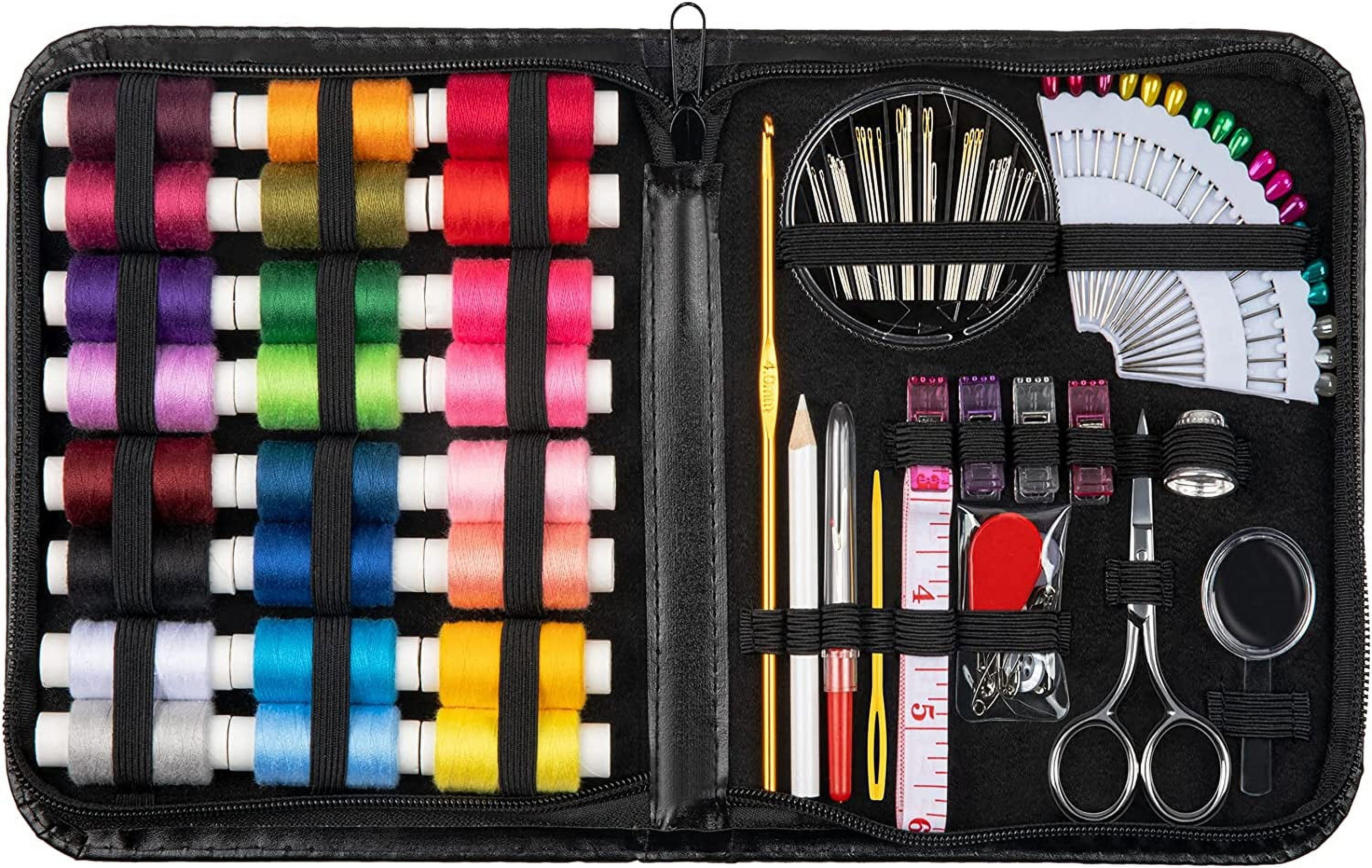  Brasenia Portable Sewing Kit with Zipper Case - Sewing Supplies  for Adults, Women, Beginners,DIY Home, Travel Repairs - Includes 14 Colors  of Thread, Thimble, Sewing Needles etc. (23pcs/Set)