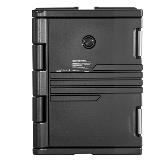 95QT Non-Electric Insulated Hot Food Box with Stainless Latch & Wheels, Stackable LLDPE Catering Transport Container Black