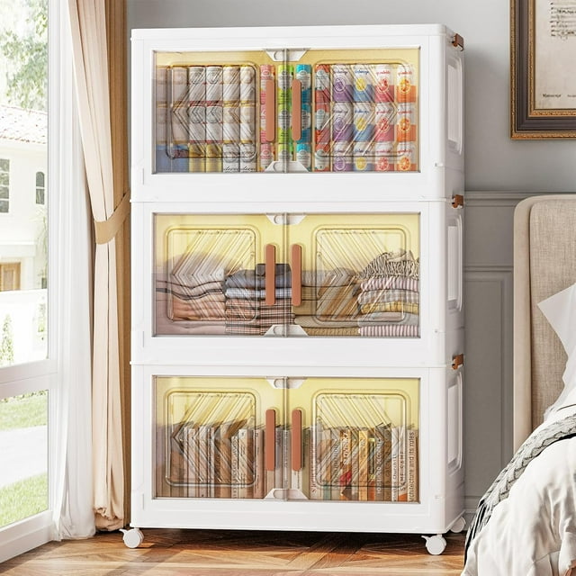 95QT Storage Bins with Lids, Closet Organizers and Storage, Folding