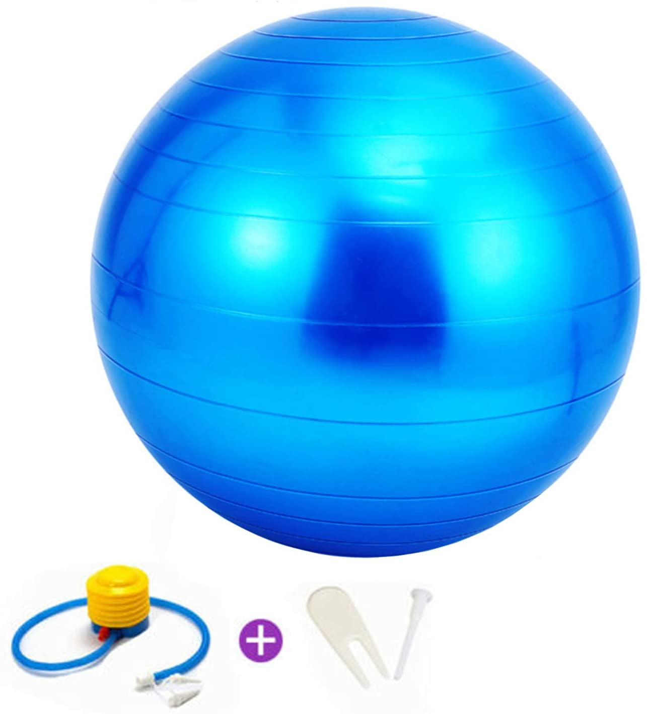 95cm Exercise Ball with Pump Unbranded Anti Burst Slip Resistant Yoga Ball for Work Out Fitness Stability Balance Pregnancy Gymnastics Blue