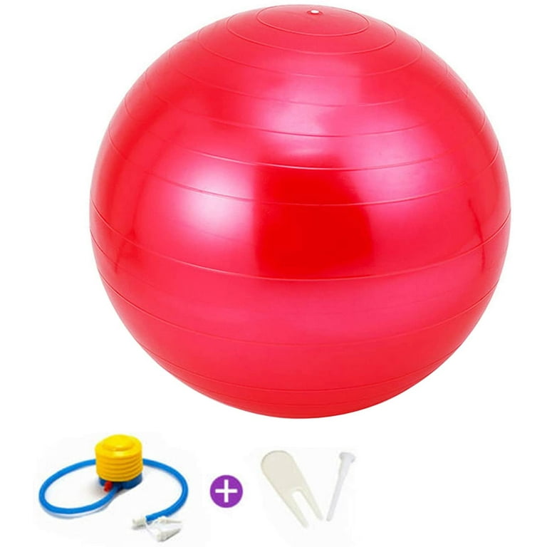 95cm Exercise Ball with Pump Unbranded Anti Burst Slip Resistant Yoga Ball for Work Out Fitness Stability Balance Pregnancy Gymnastics Red