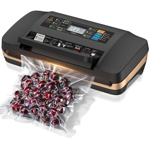 CLKI 95kpa Commercial Vacuum Sealer Machine,Full Automatic with 10-in-1 Functions,Easy-Lock Handle, Double Heat Seal,Vacuum Sealer for Food With Bags Storage, Built-in Cutter,Progress Display