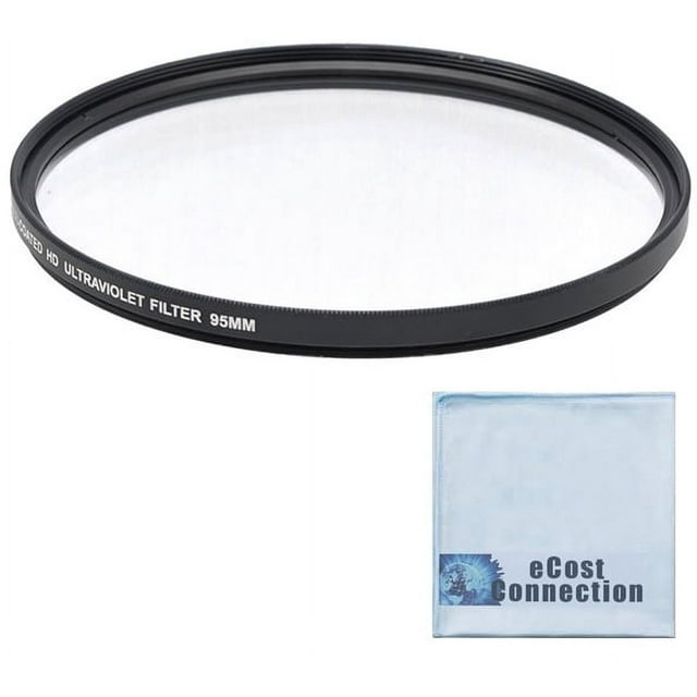 95mm Pro Series High Resolution Digital Ultraviolet UV Protection Filter for Sigma 150-600mm 50-500mm, Tamron SP 150-600mm f/5-6.3 Di VC USD Lens & an eCostConnection Microfiber Cloth