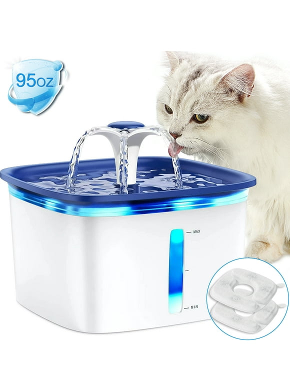 95oz/2.8L Pet Fountain, Cat Dog Water Fountain Dispenser, Automatic Electric Cat Water Bowl with Smart Pump,Blue