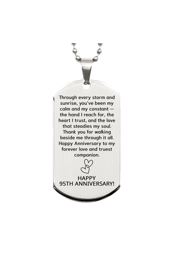 95 Year Anniversary Gift for Him - 95th Anniversary Necklace for Her - Couples Dog Tag for Boyfriend or Girlfriend