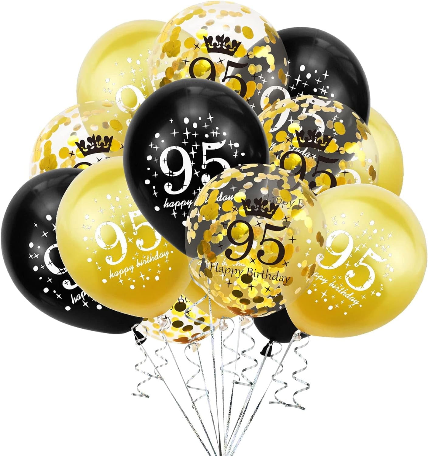 95th Birthday Banner – Large 3.77x5.9 Ft Party Backdrop, Black & Gold, Includes Hanging String