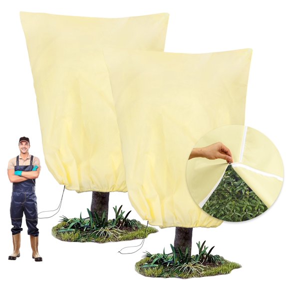 95x80 Inch Huge Plant Covers Freeze Protection Frost Cloth for Outdoor Plants,2.82oz/yd² Thickened Winter Tree Covers with Zipper Drawstring,2 Pack Frost Blanket from Wind,Pest and Animal