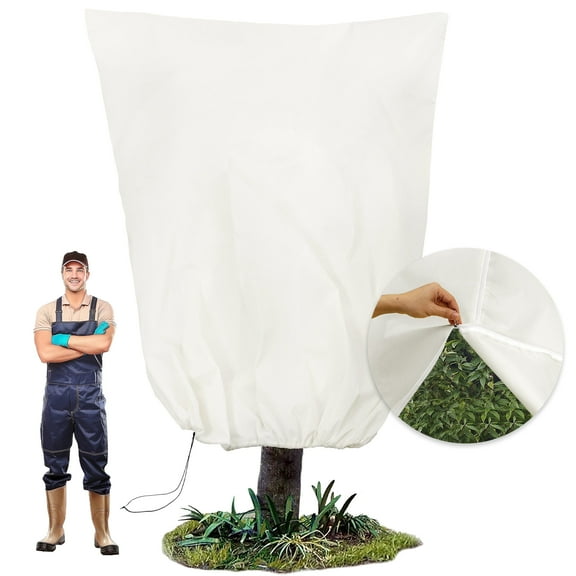 95x80 Inch Huge Plant Covers Freeze Protection Frost Cloth for Outdoor Plants,2.82oz/yd² Thickened Winter Tree Covers with Zipper Drawstring,Frost Blanket from Wind,Pest and Animal