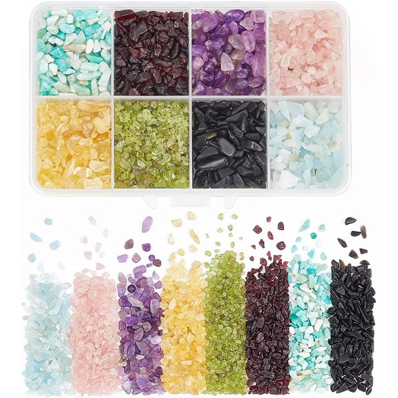 96~120g Natural Chip Stone Beads No Hole Irregular Mixed Stone Beads Polishing Crushed Rock Beads for Jewelry Making DIY Craft 8 Styles Colorful DIY