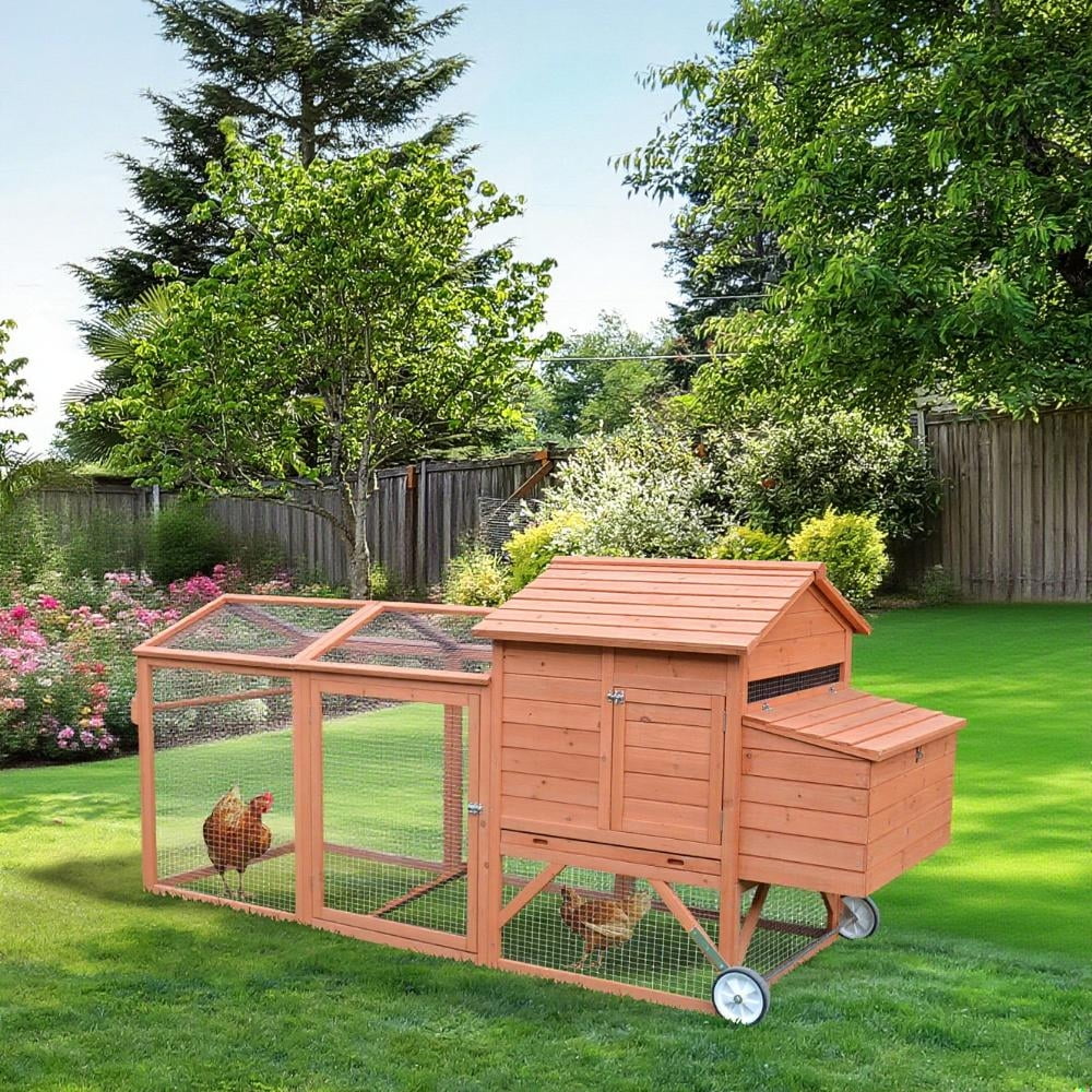 80 Chicken Coop Wheels Outdoor Wooden House Nesting Box Poultry Cage Weatherproof Roof Leakproof Pull on Tray Large Coops 2 4 Chickens