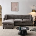 thumbnail image 1 of 96.5" Sectional Couch for Living Room, Upholstered Soft Chenille Fabric Sofa, 3-Seater with One Ottoman L Shape Sofa (Gray), 1 of 11