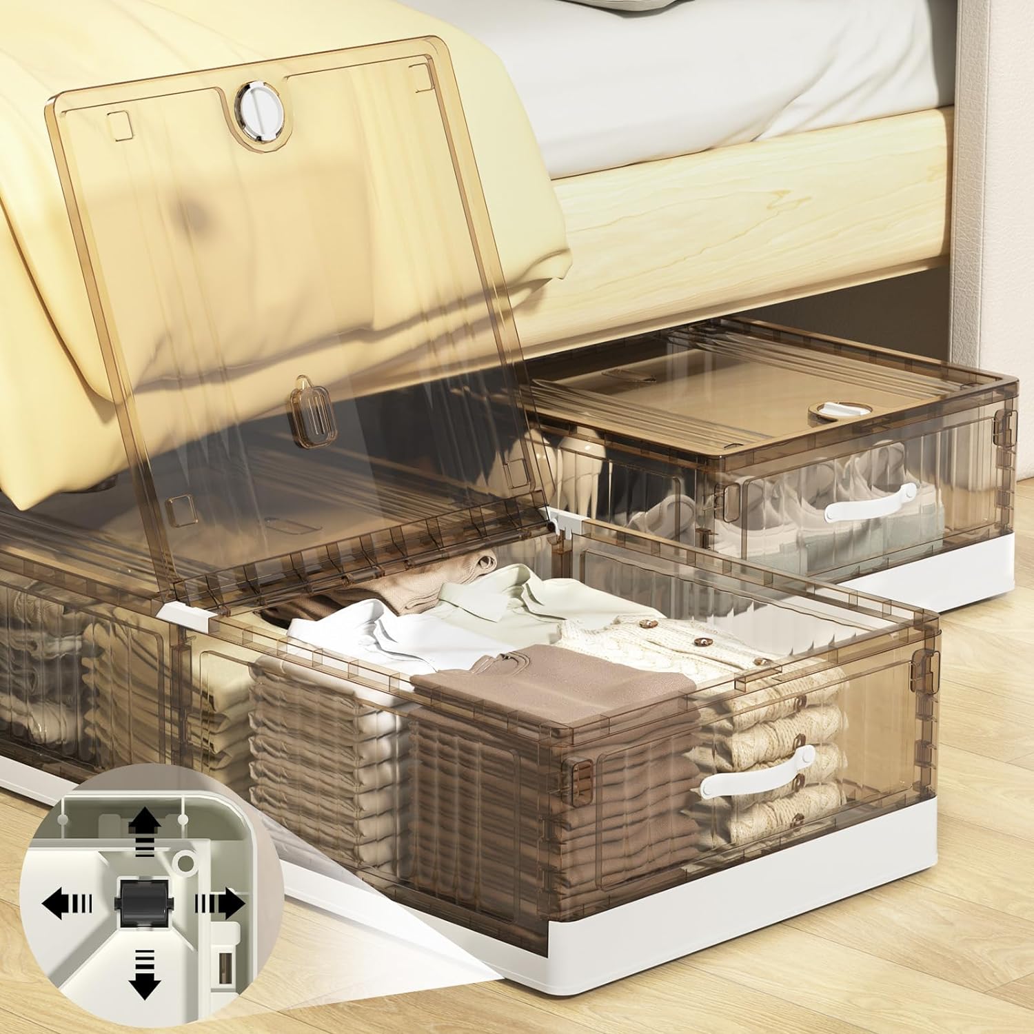 96.5L Large Under Bed Storage Containers with Wheels 2 Pack Stackable