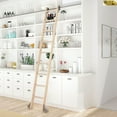 thumbnail image 1 of 96.75 in. Unfinished Maple Library Ladder Satin Nickel Rolling Ladder Kit with 12 feet of Rail, 1 of 12